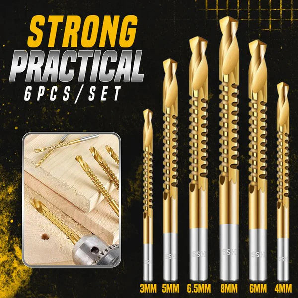 Carbon drill bits with titanium coating, made of high-strength steel (pack of 6)