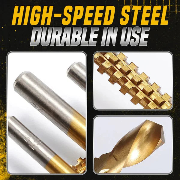 Carbon drill bits with titanium coating, made of high-strength steel (pack of 6)