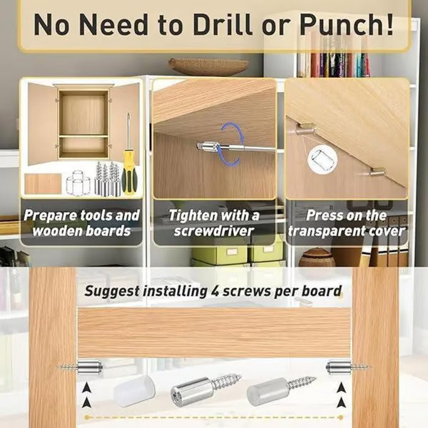 Pack Of 50 Count Self-Tapping Screws,Shelf Support Pegs,Shelf Pins with Non-Slip Sleeve