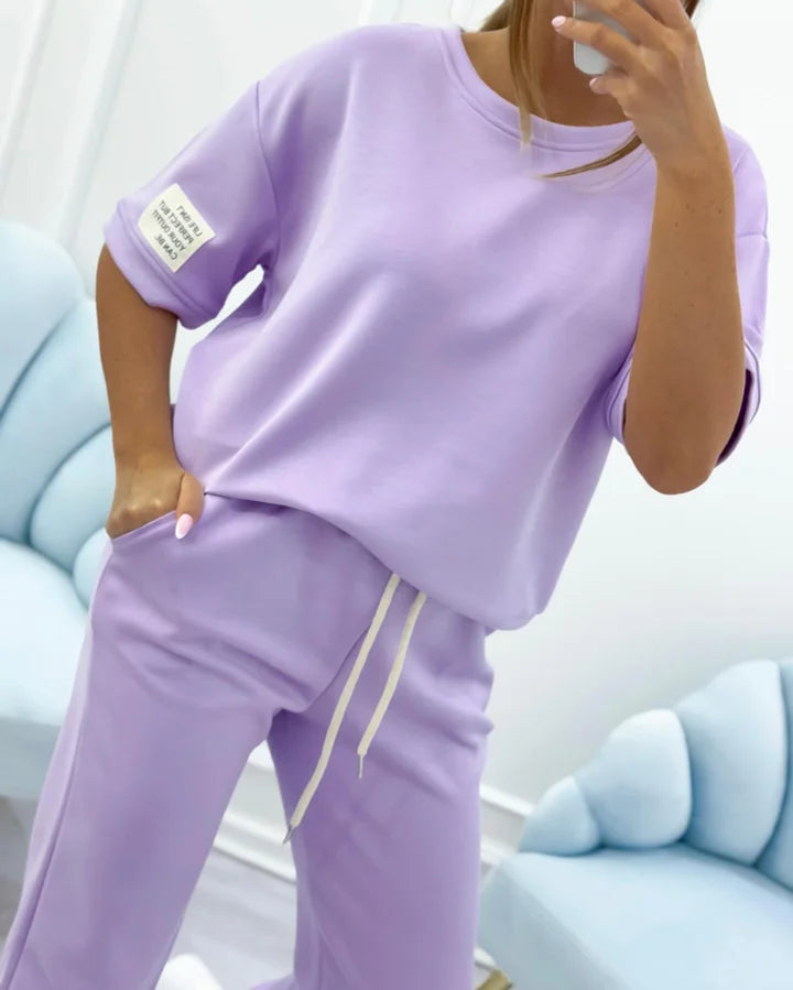 ⏳ Limited time offer! ⏰Women's casual set with a solid top and pants
