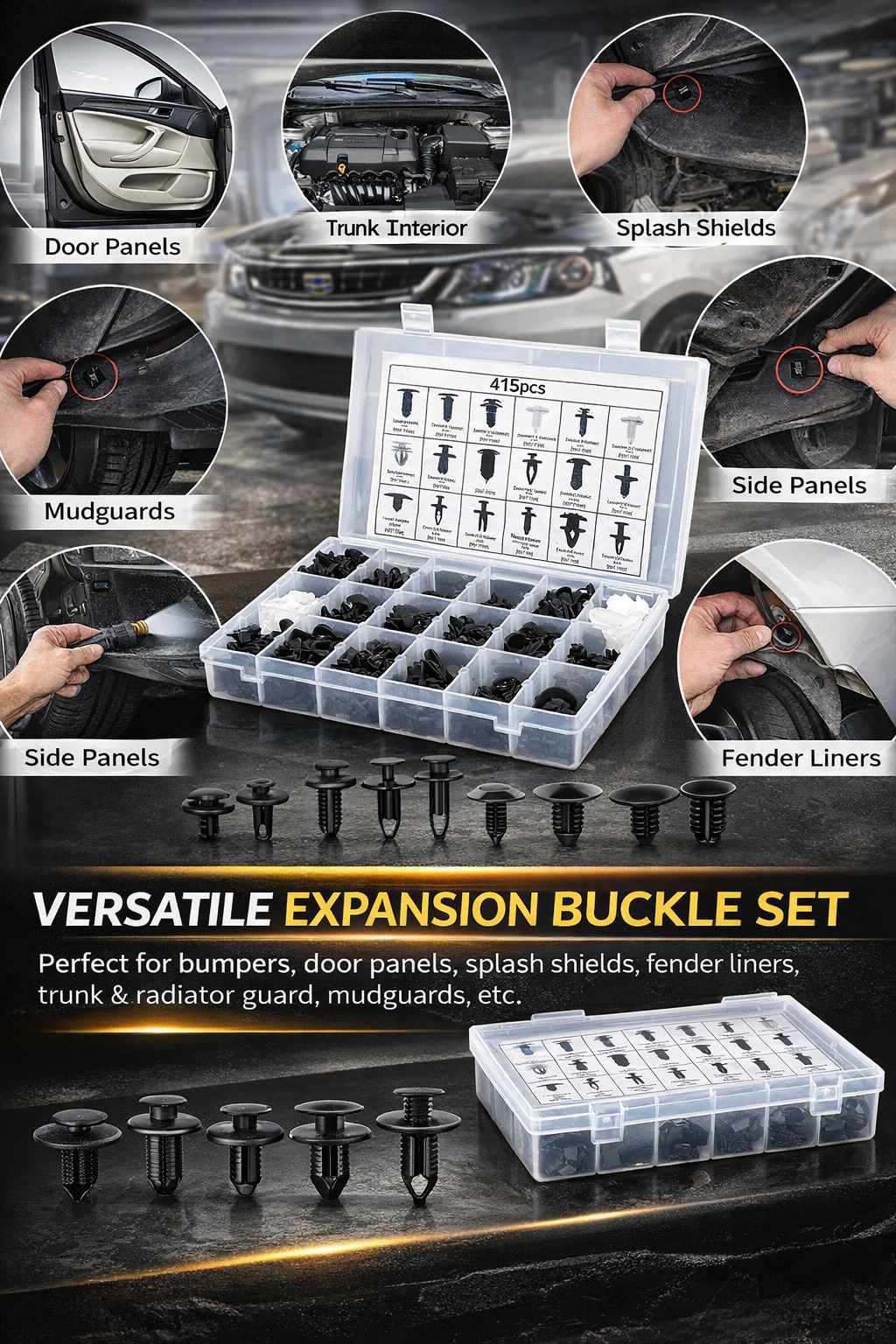 🔥 LAST DAY 49% OFF – 100-pack universal screw clamps – Suitable for car fenders, door panels, C05 C20 C32 B01 D02 A16 car parts. Main image