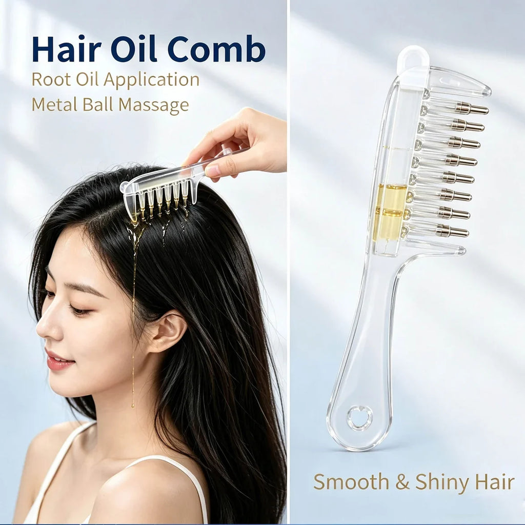 💧Refillable Scalp Oil Applicator Comb – Evenly applies serum to the roots | Pack Of 2