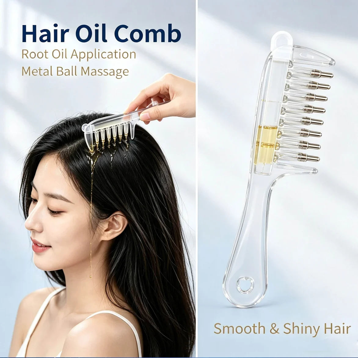 💧Refillable Scalp Oil Applicator Comb – Evenly applies serum to the roots | Pack Of 2