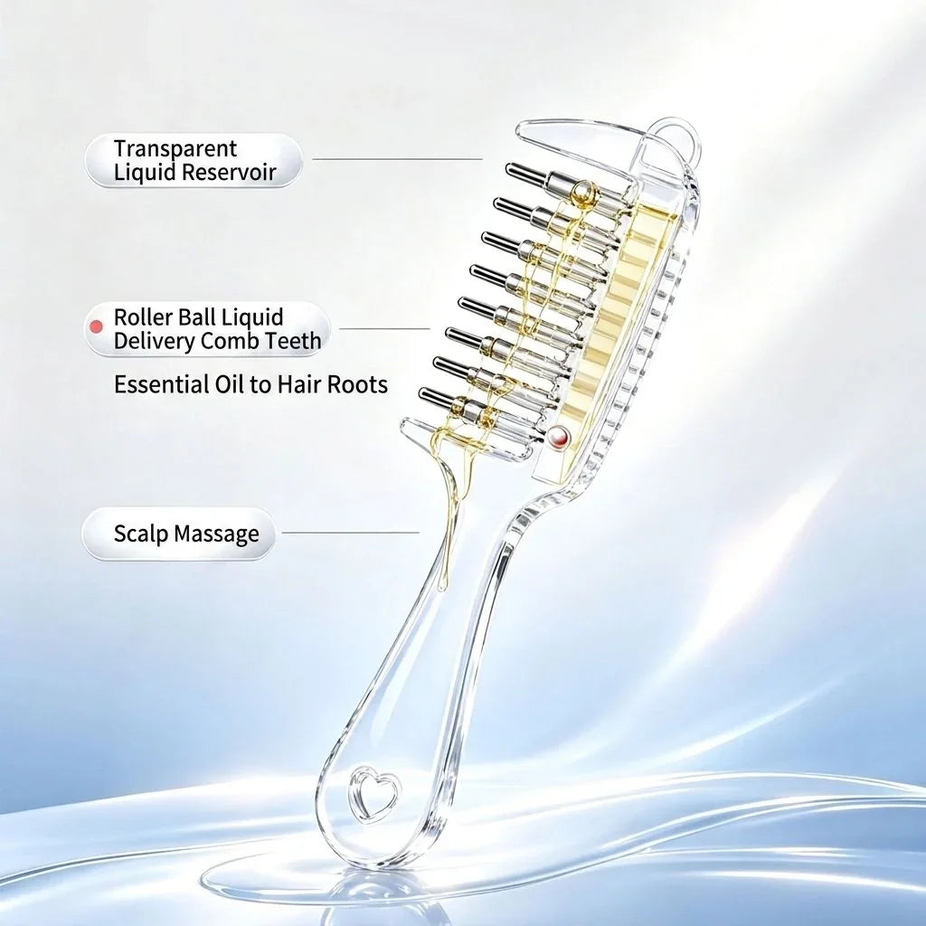 💧Refillable Scalp Oil Applicator Comb – Evenly applies serum to the roots | Pack Of 2