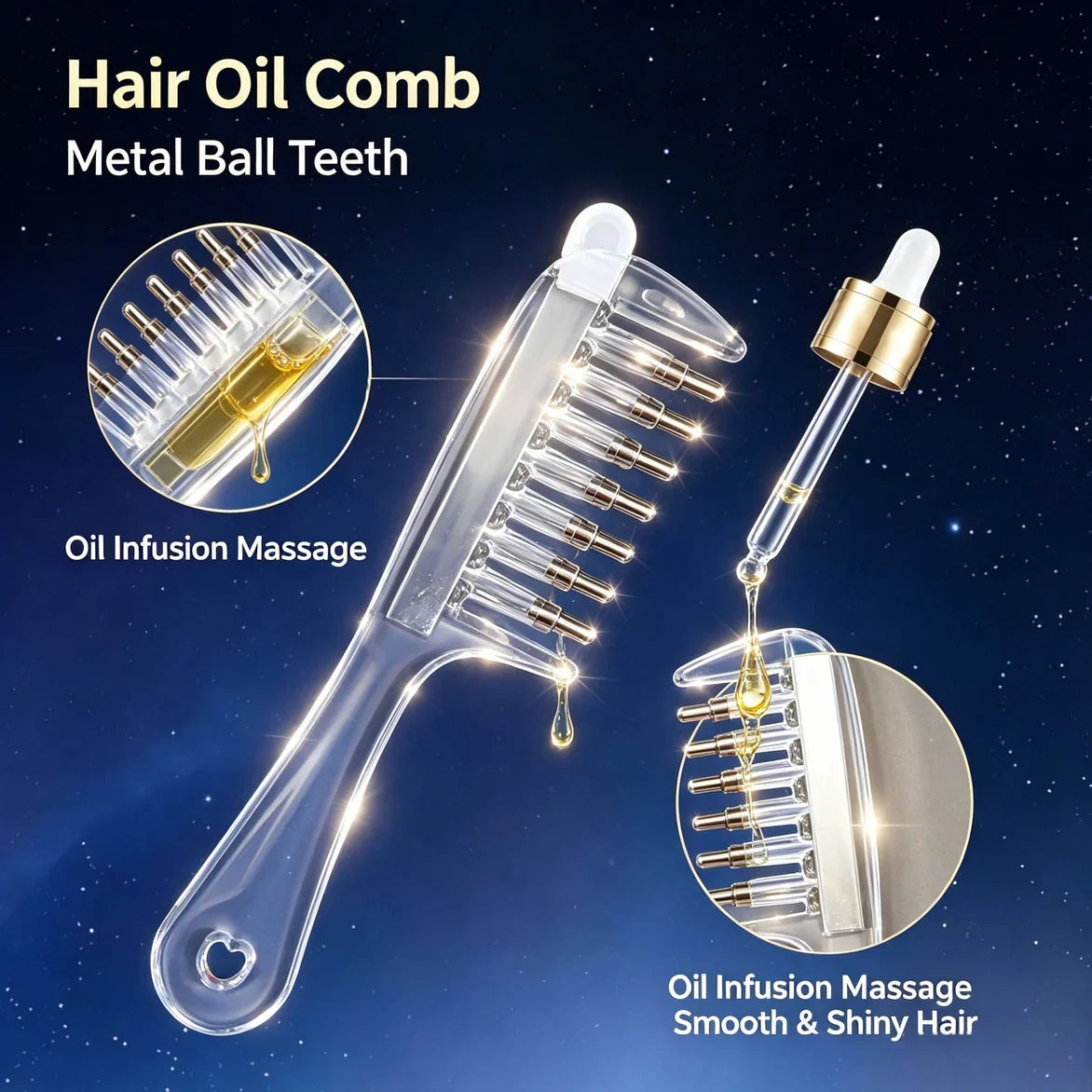 💧Refillable Scalp Oil Applicator Comb – Evenly applies serum to the roots | Pack Of 2