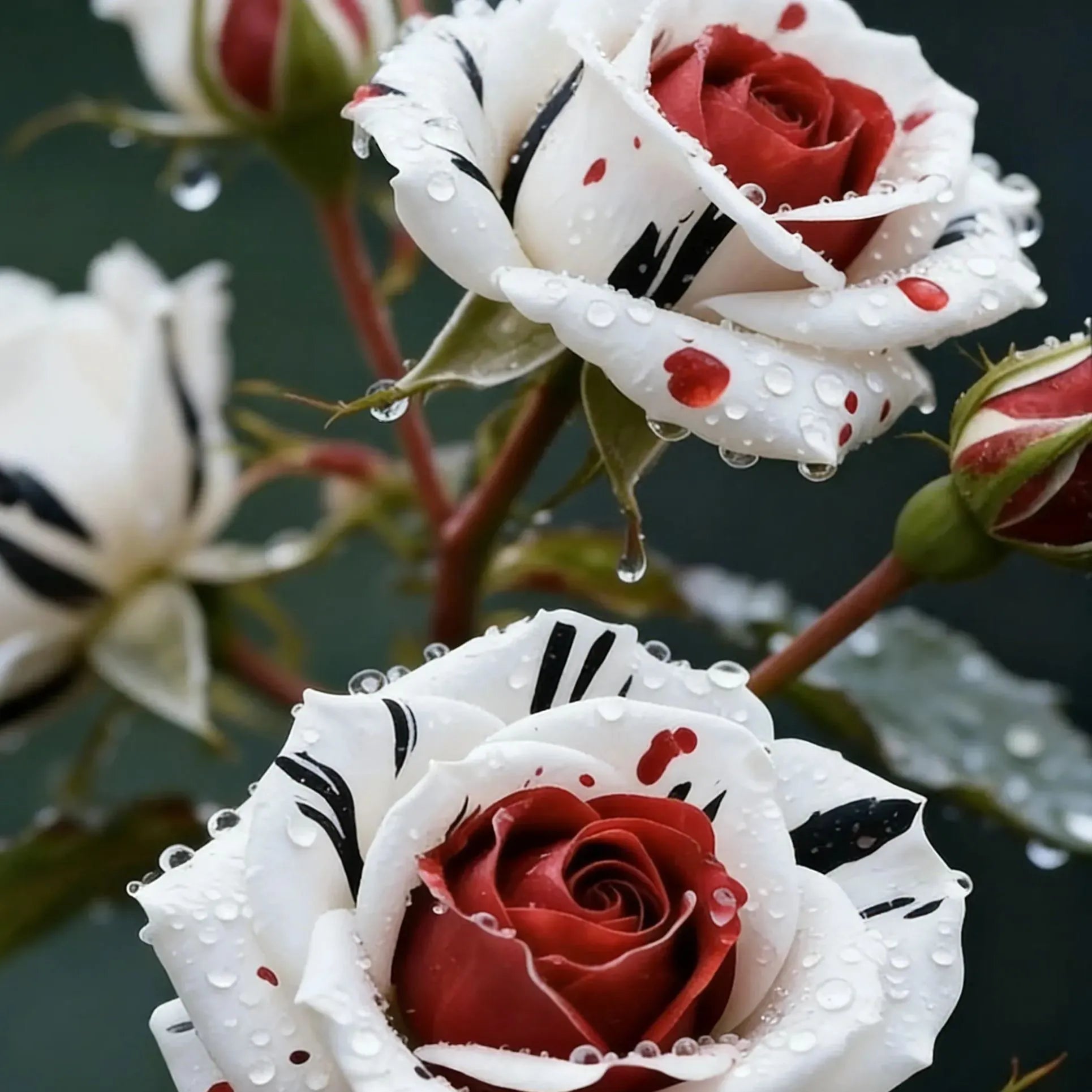 Rare Red White Black rose - Fire & Snow Rose | 🔥Buy 1 Get 1 Free🔥 Secondary image