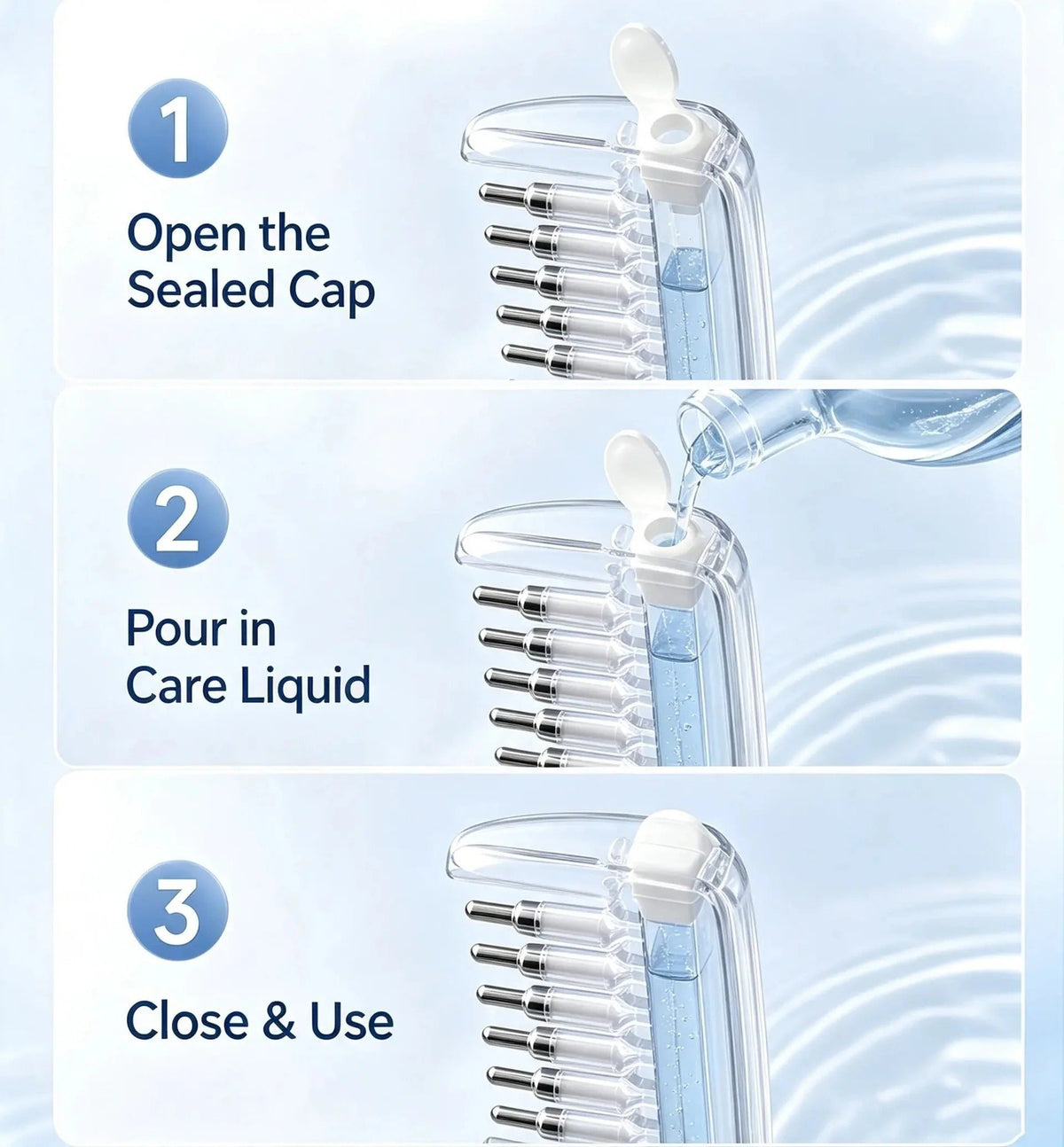 💧Refillable Scalp Oil Applicator Comb – Evenly applies serum to the roots | Pack Of 2