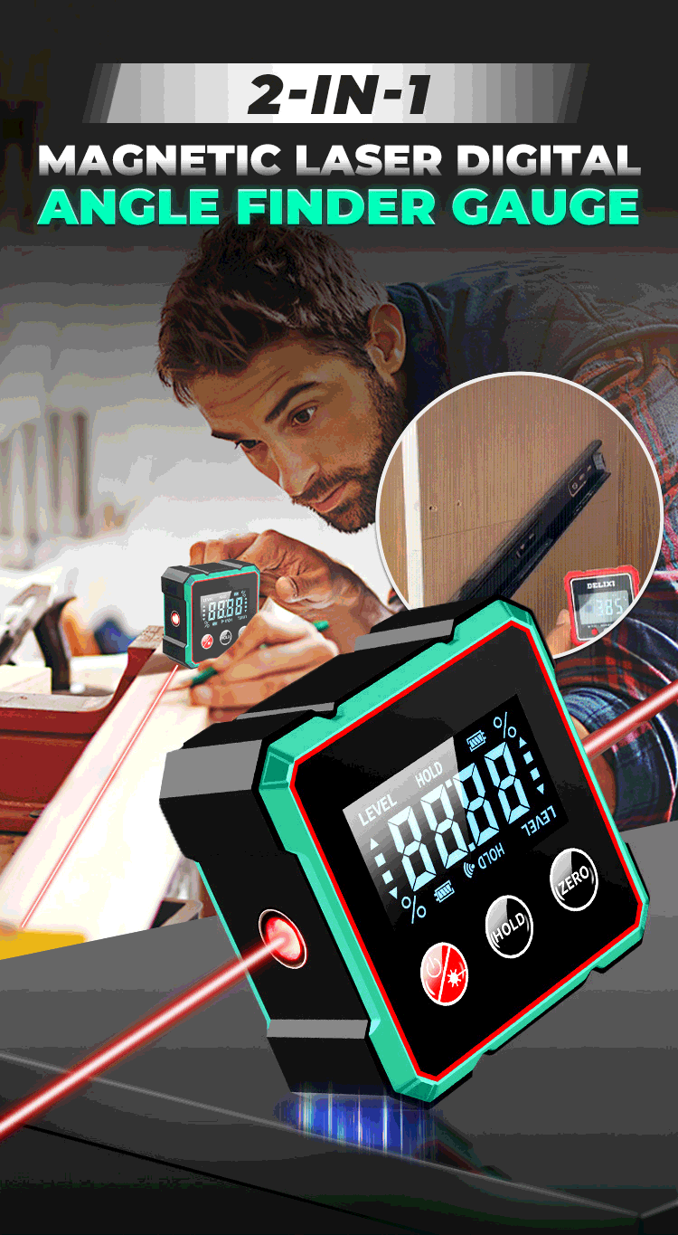 Magnetic Digital Angle Finder with Electronic Laser