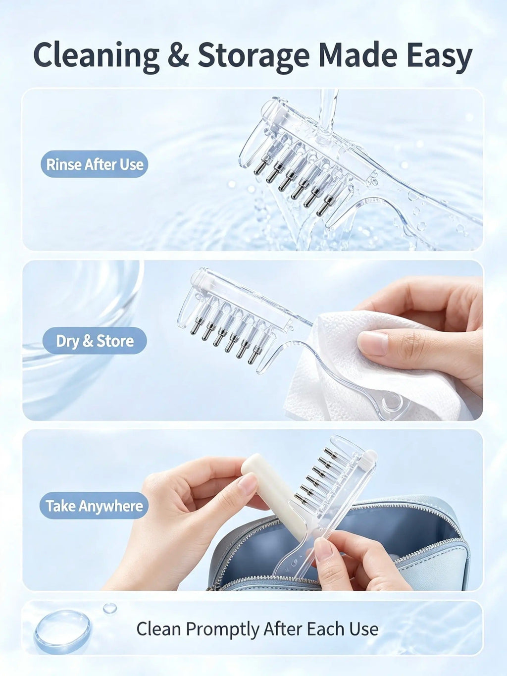 💧Refillable Scalp Oil Applicator Comb – Evenly applies serum to the roots | Pack Of 2