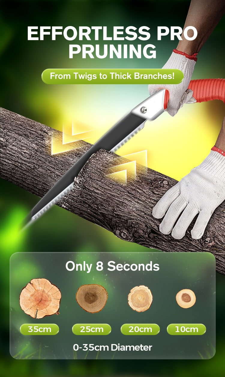 Lightweight and sharp universal pruning saw with sheath
