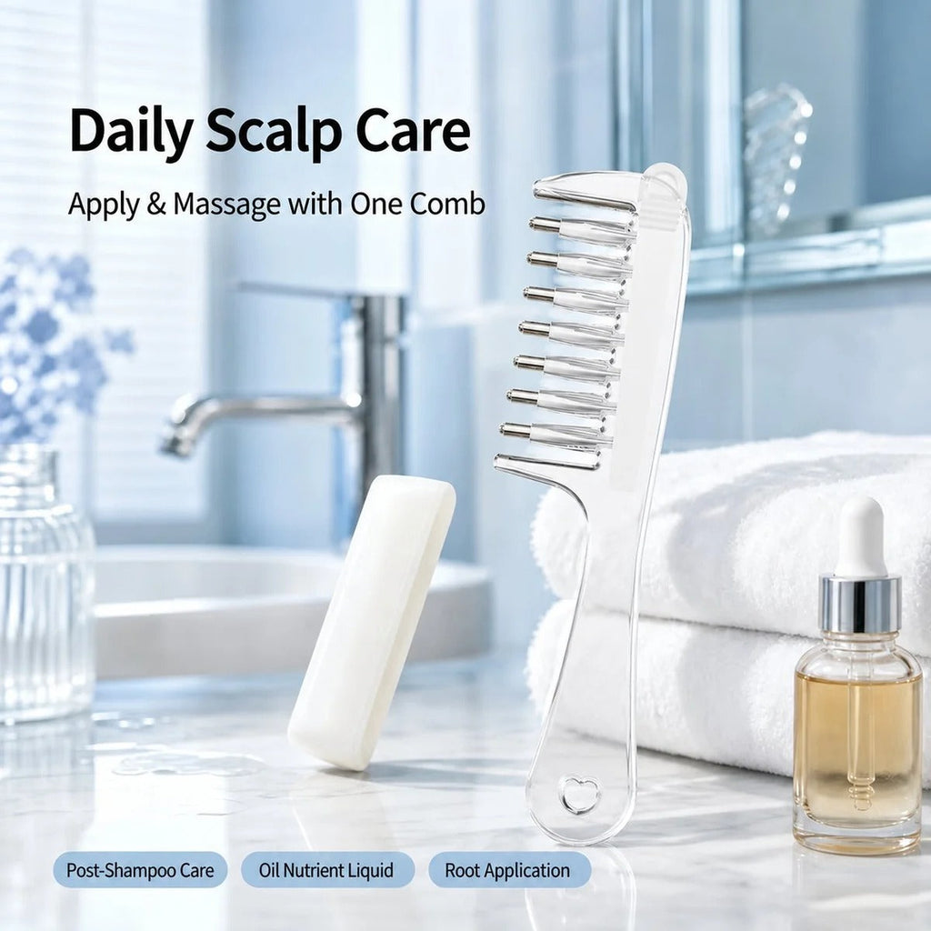 💧Refillable Scalp Oil Applicator Comb – Evenly applies serum to the roots | Pack Of 2