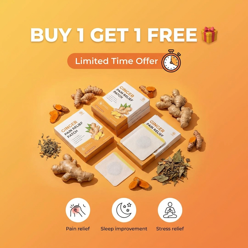 Ginger Pain Relief Patches – Natural Heat Therapy for Aches & Stiffness | Stick It Where It Hurts! 💆‍♀️
