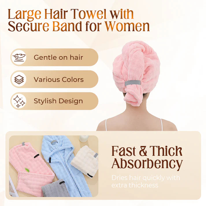 🛁Large Hair Towel with Secure Strap for Women | 🔥Buy 1 Get 1 Free🔥 Main image