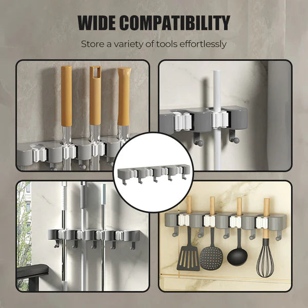 Wall-mounted mop and broom holder Main image
